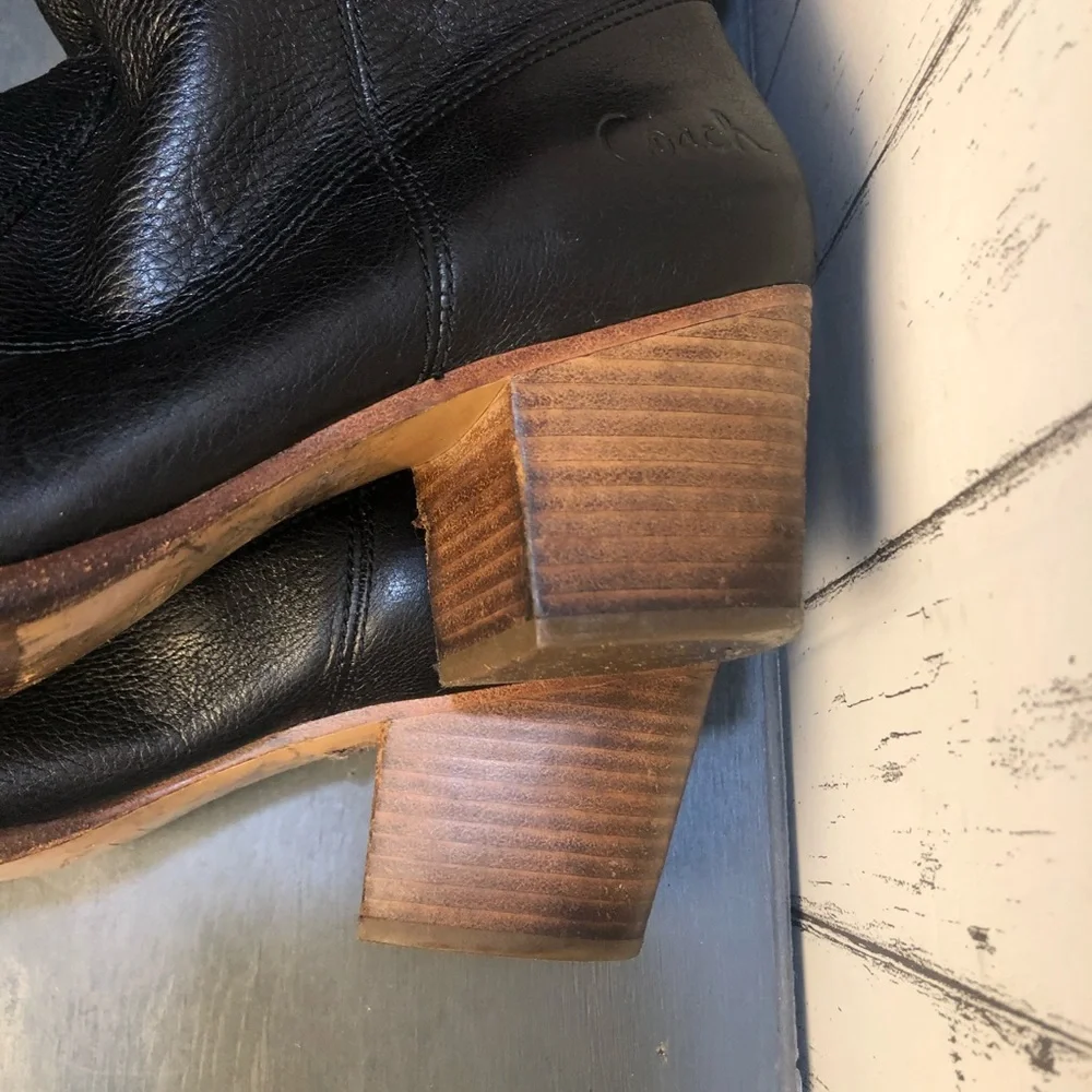 Black Leather Knee-High Boots - Picture 10 of 11